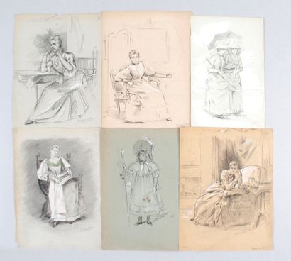 Lucien LOPEZ-SILVA (né en 1862) SUITE DE VINGT-TROIS DESSINS figurant des portraits...