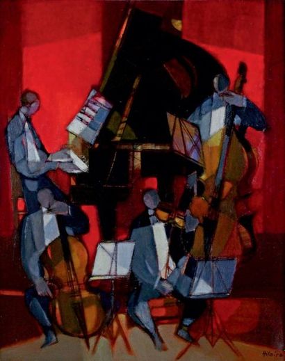 Camille HILAIRE - 1916-2004 LE QUATUOR
Huile sur toile signée en bas à droite, contresignée...