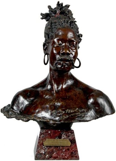Arthur STRASSER - 1854-1927 INDIGÈNE, 1880
Bronze à patine brun rouge nuancé noir...