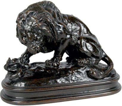 Antoine-Louis BARYE - 1796-1875 LION AU SERPENT N° 1, 1838
Groupe en bronze à patine...