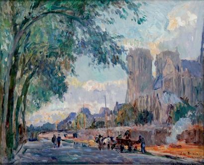 Albert LEBOURG - 1849-1928 PARIS, LA SEINE ET NOTRE-DAME
Huile sur toile signée en...