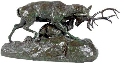 Antoine Louis BARYE - 1795-1875 LOUP TENANT UN CERF À LA GORGE, 1843
Groupe en bronze...