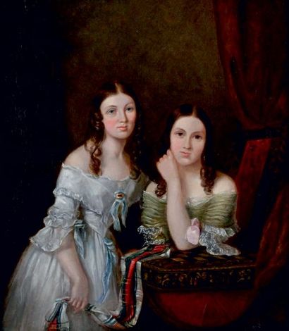 Albert SCHINDLER - 1805-1861 LES DEUX SOEURS À L'OUVRAGE
Huile sur toile, porte un...