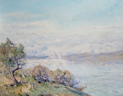 William THURNLEY - 1857-1935 CHÂTEAU AU BORD DU FLEUVE
Huile sur toile signée en...