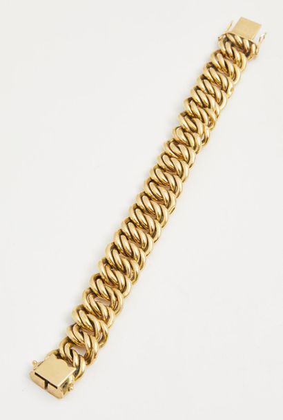 null 122 Yellow gold bracelet with American mesh, wrist 19.5 cm, weight 36.4 g