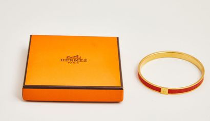 null 149 HERMES: Epsom bracelet, orange leather, width 7 mm, circa 2016, box and...