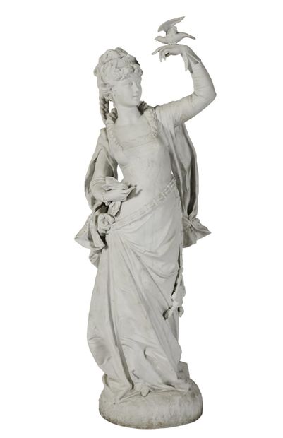  231 Paul DUBOIS (1830-1887)
Femme à la colombe, sculpture en biscuit ,signée
Hauteur... Gazette Drouot
