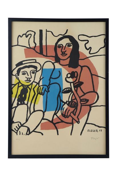 Fernand Léger Fernand LEGER (1881-1955). Couple. Lithographie H.C. Cachet sec du... Gazette Drouot