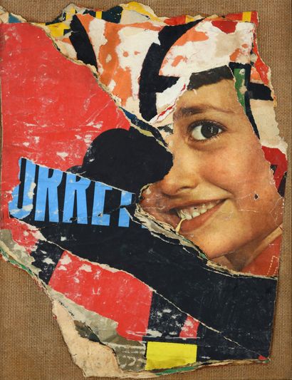 Mimmo Rotella (Catanzaro, 1918 - Milano, 2006) - Cosa fai baby, 1962 Décollage sur... Gazette Drouot