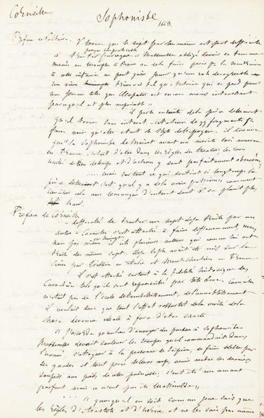 FLAUBERT, Gustave (1821-1880) 
Sophonisbe - Mairet Corneille Voltaire : manuscrit...