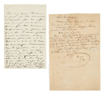 HUGO, Victor (1802-1885) 
Lettre autographe signée
S.l.n.d.
1 p. sur 1 f. in-8 (19,9...