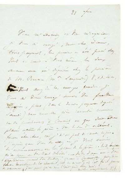 HUGO, Victor (1802-1885) 
Lettre autographe signée à Eugène
Renduel
S.l. [vers 1834-1835...