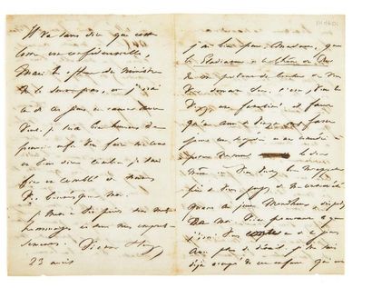 HUGO, Victor (1802-1885) 
Lettre autographe signée [à Marie d'Agoult]
S.l. [29 avril...