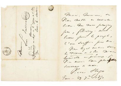 HUGO, Victor (1802-1885) 
Lettre autographe signée
Paris, 29 septembre 1851 1 p....
