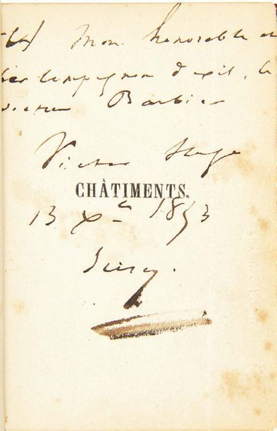 HUGO, Victor (1802-1885) 
Les Châtiments
Genève et New-York, s.n., 1853
In-16 (11,1...
