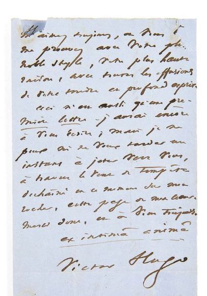HUGO, Victor (1802-1885) 
Lettre autographe signée à Louis Jourdan
Hauteville-House,...