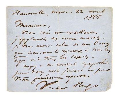 HUGO, Victor (1802-1885) 
Lettre autographe signée à Adolphe
Royannez
Hauteville,...
