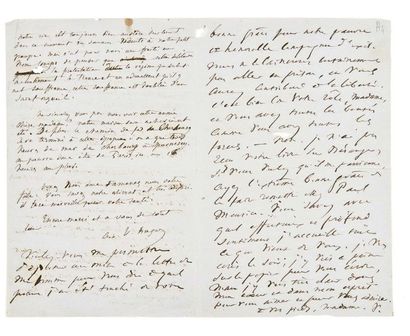 HUGO, Victor (1802-1885). HUGO, Adèle (1803-1868) 
Lettre autographe à deux mains,...