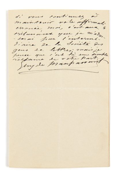 MAUPASSANT, Guy de (1850-1893) 
Lettre autographe signée [à Nicolas Brusse]
Divonne...