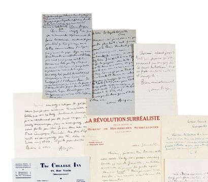 ARAGON, Louis 
Meeting of 10 signed autograph letters.
[circa 1926-1928].
10 p. on...