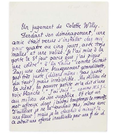 LOUYS, Pierre 
Lettre autographe signée à Colette et lettre autographe à propos de...