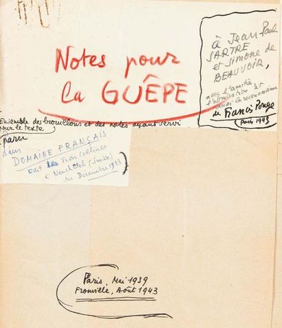 PONGE, Francis 
Manuscrit autographe signé pour le poème « la Guêpe ».
Paris, mai...