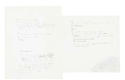 SAINT EXUPÉRY, Antoine de 
Manuscrit autographe au crayon.
[Fin 1941].
2 ff. in-4...