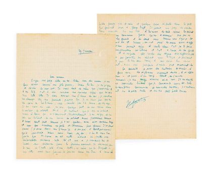 SARTRE, Jean-Paul 
Lettre autographe signée.
S. l., 24 janvier [1940].
3 p. sur 2...