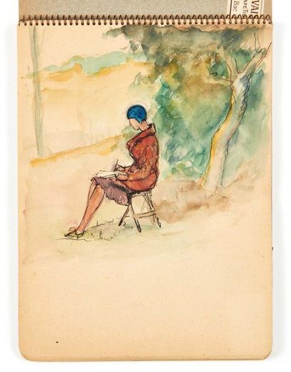 VALERY, Paul 
Signed notebook of watercolours and drawings.
S. l. n. d.
6 p. in 1...