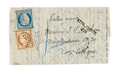 null GERMANY - 30 OCTOBER 1870 10c and 20c Seat obl. star PARIS (60) low, on Havas...