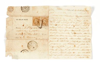  31 OCTOBER 1870 10c lauré x 2 (def .) obl. diamond C.P.2° on Lm dated 30 October...