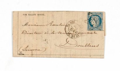 null 2 NOVEMBER 1870 20c Seat obl. star 1 PARIS Pl. de la Bourse sur Gazette des...