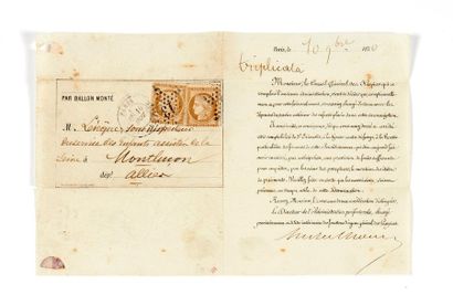 null 10 NOVEMBER 1870 10c Seat x 2 obl. star 13 PARIS Hôtel de Ville, on circular...