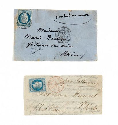  18 NOVEMBER 1870 and 6 JANUARY 1871 - 20c Seat obl. c.d. ARMEE FRANCAISE QUARTIER...