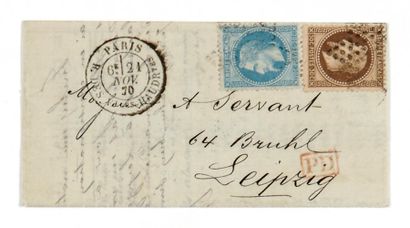 null ROYAUME DE SAXE - 21 NOVEMBRE 1870 20c et 30c laurés obl. étoile 8 PARIS R....