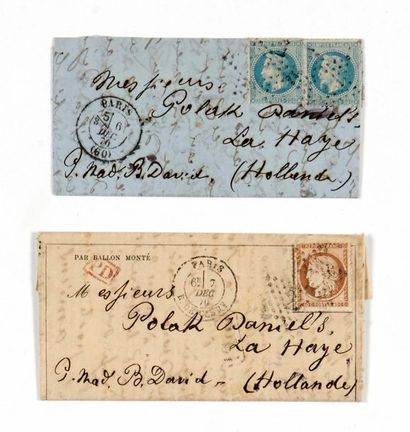 null PAYS-BAS - 6 ET 7 DÉCEMBRE 1870
Deux lettres par Ballon Monté, dont une Gazette...