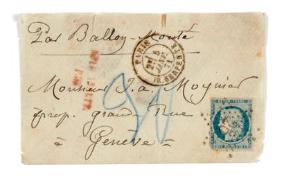 null SWITZERLAND - 5 JANUARY 1871 20c Seat (slightly def.) obl. star 25 PARIS R....