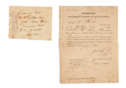 null 11 OCTOBRE 1870 - BALLON DES GRAVILLIERS Papillon manuscrit : «Trouvé au Favril...