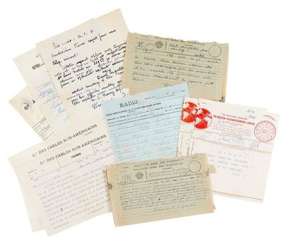 [MERMOZ (Jean)] 
Meeting of 93 handwritten or typed telegrams, addressed to Jean...