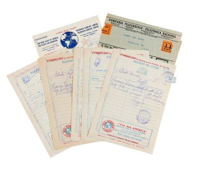 MERMOZ (Jean) 
Set of handwritten telegrams.
Buenos Aires, Santiago etc. March 3-15,...