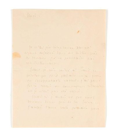 SAINT-EXUPÉRY (Antoine de) 
Lettre autographe signée.
[Cap Juby, avril 1928 ; cachet...