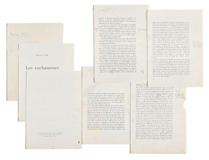 GARY (Romain) 
Ensemble autographe manuscrit et dactylographié relatif au roman Les
Enchanteurs.
Ens....