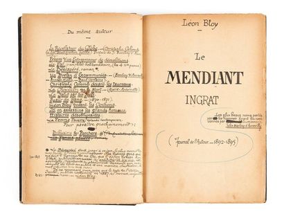 BLOY (Léon) 
Manuscrit autographe signé pour Le
Mendiant ingrat.
In-8 (25 x16 cm),...