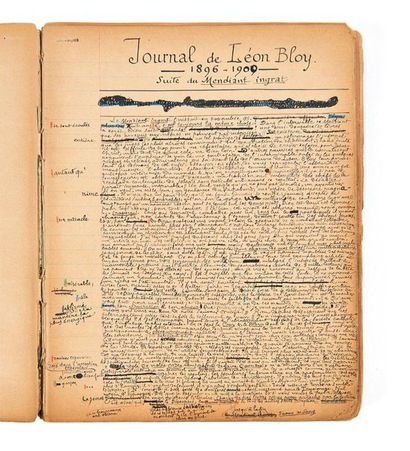 BLOY (Léon) 
Manuscrit autographe signé du
Journal 1896-1915.
1 cahier petit in-4...