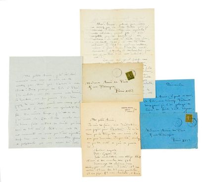 COLETTE Lettres autographes signées. 1917. 17 p. ½ in-8 et in-4, papiers divers,...