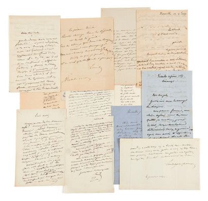 DESCHAMPS (Émile) 
Lettres autographes signées.
1830-1862 et s. d.
85 p. in-12 et...