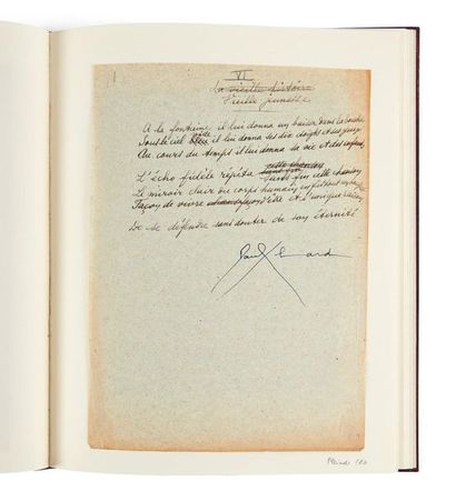 ÉLUARD (Paul) 
Manuscrit autographe signé.
[vers 1949 ?].
In-folio (27 x 21 cm),...
