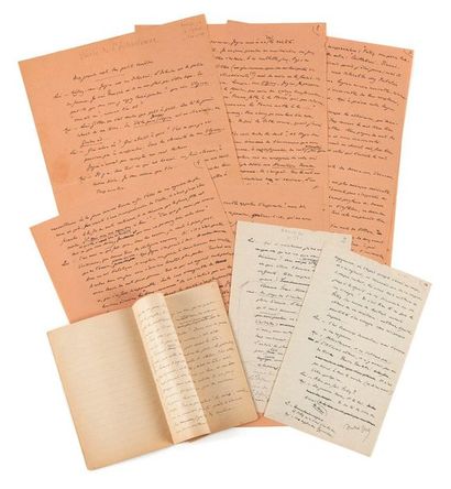 GIDE (André) 
Réunion de 12 manuscrits autographes.
30 p. in-8 et in-4, papiers variés.
Important...