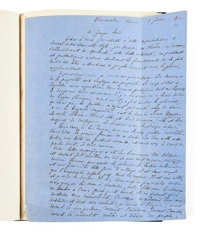 HUGO (Victor) - SAND (George) 
Correspondance autographe signée.
1856-1872.
In-8...