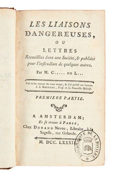LACLOS (Pierre Choderlos de) 
Les Liaisons dangereuses, ou Lettres recueillies dans...